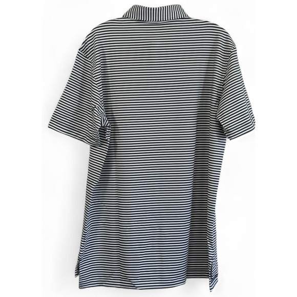 Peter Millar Mens Polo Shirt SE Mid-Amateur Four-Ball Golf Med Blue Stripe NWT - Picture 2 of 8